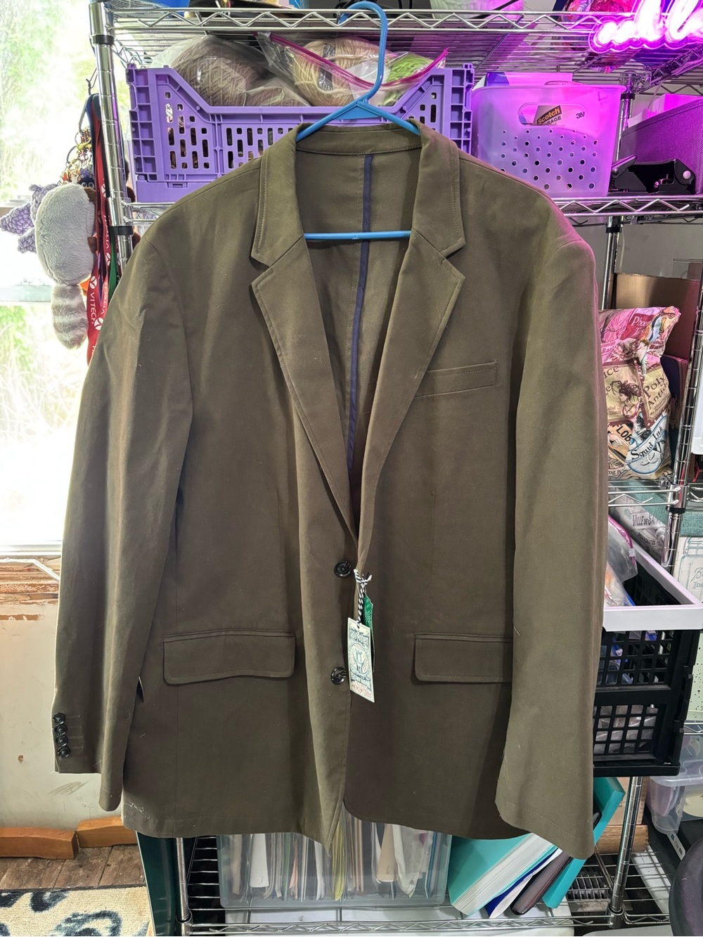 Men's Flag and Anthem Olive Green Sport Coat